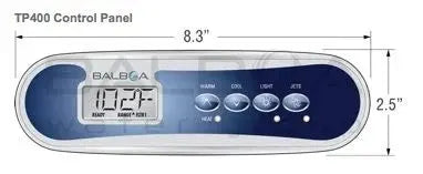 Balboa TP400T Top Side Panel met temp, jets, licht en aux bediening voor spa’s, ideaal voor Balboa jacuzzi pomp Balboa