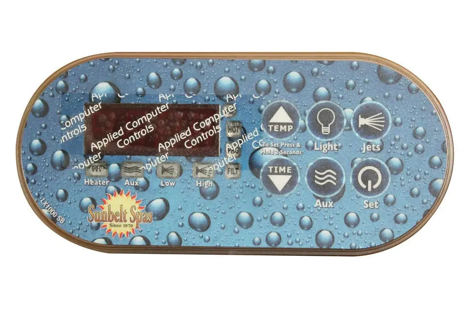 Top Side Panel SMTD 1000 - Light, Aux, Jets 1, Jets 2, Temp, Time, Set Applied Computer Controls